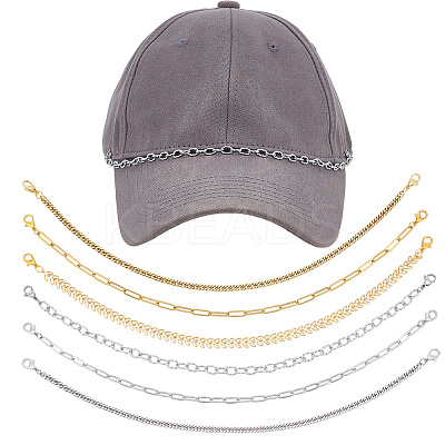 12Pcs 6 Styles 304 Stainless Steel Link Baseball Cap Chain AJEW-SC0003-64-1