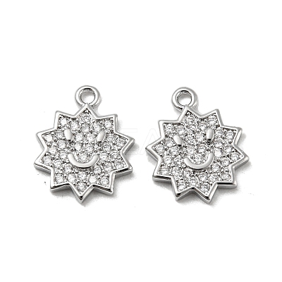 Brass Micro Pave Clear Cubic Zirconia Charms KK-H460-16P-1