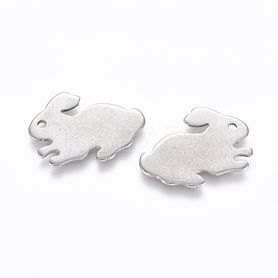 Tarnish Resistant 201 Stainless Steel Bunny Charms STAS-L233-087P-1