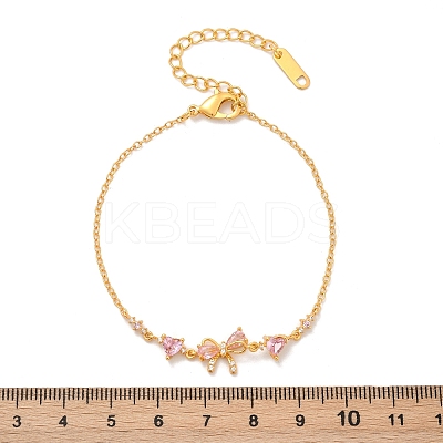Brass Micro Pave Cubic Zirconia Link Bracelets BJEW-Z122-01G-1