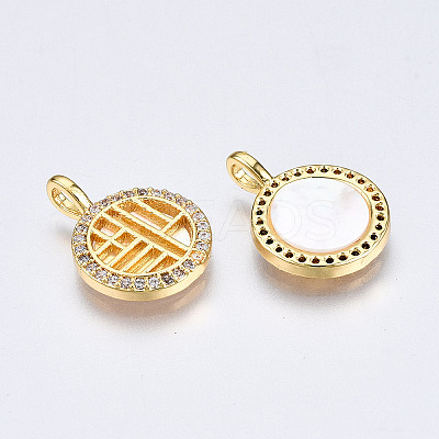 Brass Micro Pave Clear Cubic Zirconia Pendants KK-Q277-010-NF-1