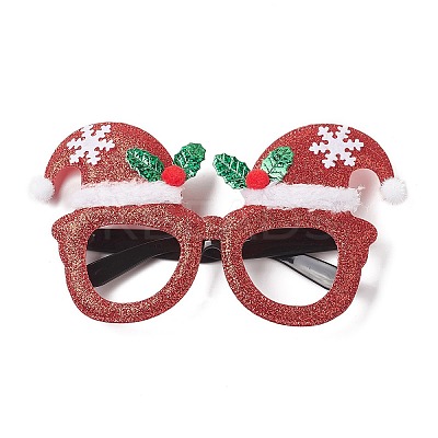Christmas Plastic & Non-woven Fabric Glitter Glasses Frames LS-AJEW-E053-01C-1