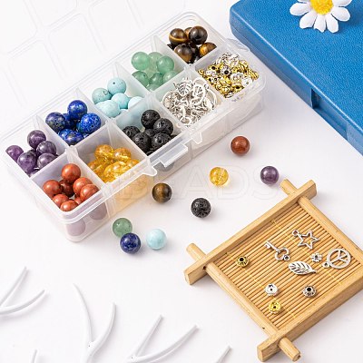 192Pcs 8 Styles 10mm Gemstone Beads Chakra Yoga Healing Stone Kits G-LS0001-02C-1