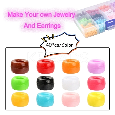 480Pcs 12 Colors Opaque Acrylic European Beads SACR-YW0001-42-1