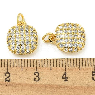 Rack Plating Brass Micro Pave Clear Cubic Zirconia Charms KK-Z067-23G-02-1