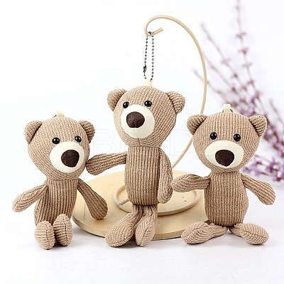 Cartoon PP Cotton Plush Simulation Soft Stuffed Animal Toy Bear Pendants Decorations HJEW-K043-03-1