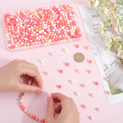 500Pcs Rubberized Style Imitated Silicone Acrylic Beads MACR-SP0001-07C-1