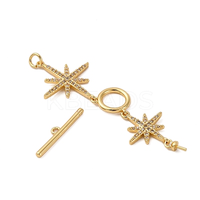 Brass Micro Pave Clear Cubic Zirconia Toggle Clasps KK-A223-36G-1