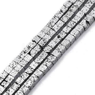 Electroplated Natural Lava Rock Beads Strands G-A256-B01-02E-1