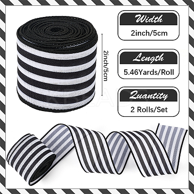 Polyester Striped Ribbons SRIB-WH20020-013A-1