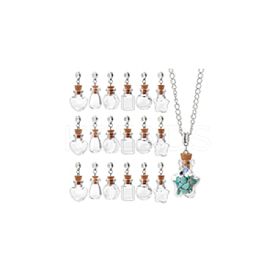 18pcs 6 styles Glass Wishing Bottle European Dangle Charms PALLOY-GA0001-12-1