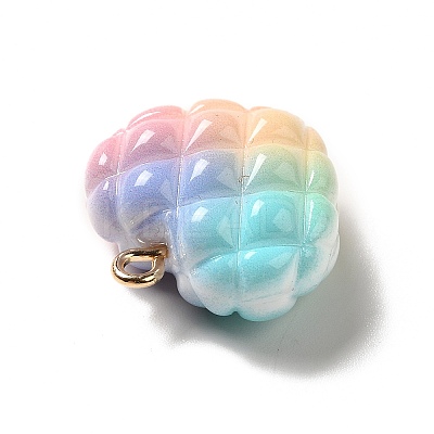 Rainbow Color Opaque Resin Waffle Beads Pendants LS-RESI-F035-01-1