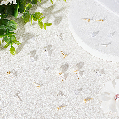 10 Pairs 2 Color 925 Sterling Silver Stud Earring Findings STER-BBC0001-79-1