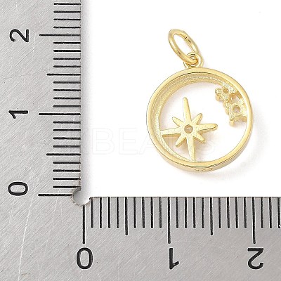 925 Sterling Silver Pave Clear Cubic Zirconia Ring with Star Pendants LS-STER-R013-10G-1
