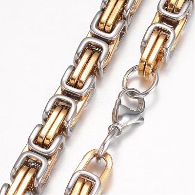 201 Stainless Steel Byzantine Chain Necklaces NJEW-K062-01C2-8mm-1