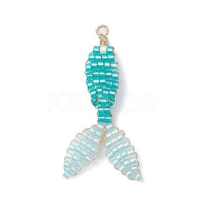 3Pcs 3 Colors Seed Beads Beaded Pendants PALLOY-MZ00222-1