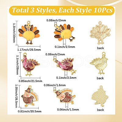 30Pcs 3 Styles Thanksgiving Day Theme Alloy Enamel Pendants ENAM-SC0006-84-1