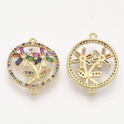 Brass Micro Pave Cubic Zirconia Links Connectors ZIRC-T012-69G-1