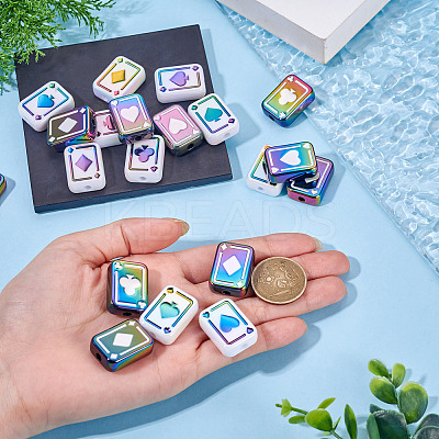 20Pcs 2 Colors UV Plating Rainbow Iridescent Acrylic Enamel Beads SACR-TA0001-70-1