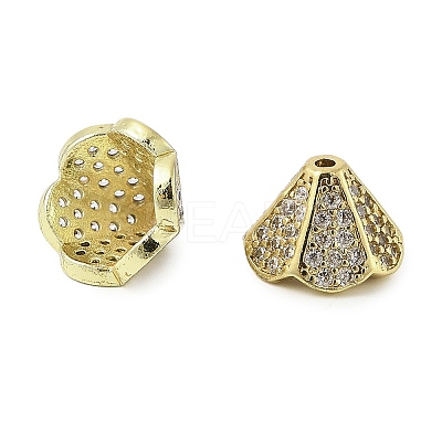 Brass Micro Pave Cubic Zirconia Bead Cap KK-K297-42G-1