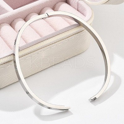 304 Stainless Steel Rhinestone Bangles for Women BJEW-Z092-05P-1