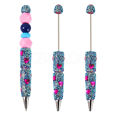 2Pcs Polymer Clay Rhinestones Ball-Point Pen OFST-TA0001-03E-1