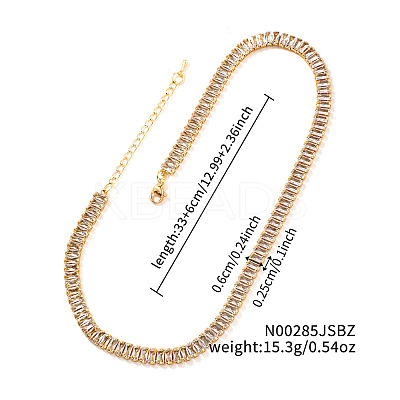Brass Pave Rectangle Cubic Zirconia Tennis Necklaces for Women PW2283-5-1