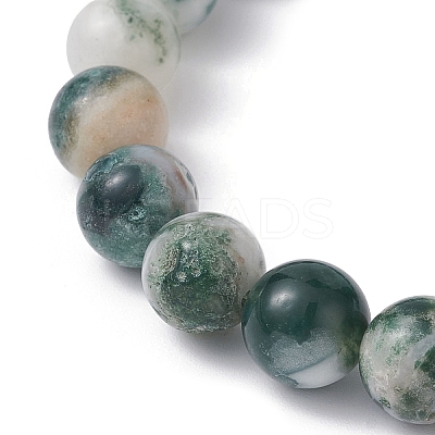 Natural Tree Agate Round Bead Stretch Bracelets for Women BJEW-JB09871-1