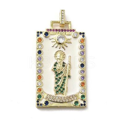 Brass Micro Pave Cubic Zirconia Pendants with Enamel KK-H458-05G-01-1