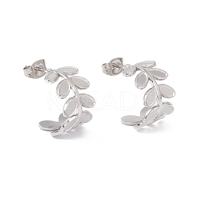 Non-Tarnish 304 Stainless Steel Olive Leaf Wrap Stud Earrings EJEW-G314-04P-1