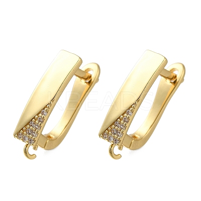 Rack Plating Brass Micro Pave Cubic Zirconia Hoop Earring Findings EJEW-H143-10G-1