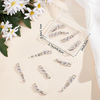 10Pcs Rack Plating Brass Clear Cubic Zirconia Watch Band Clasps KK-SC0003-11P-1