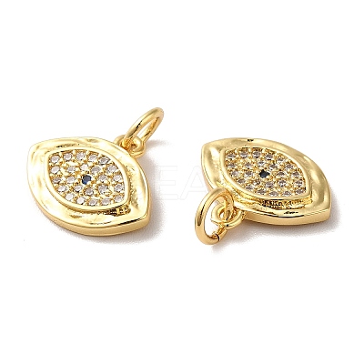 Rack Plating Brass Micro Pave Clear Cubic Zirconia Charms KK-F853-07G-1