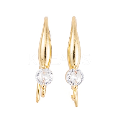 Rack Plating Brass Cubic Zirconia Earring Hooks KK-S374-05G-05-1
