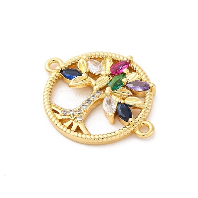 Brass Micro Pave Cubic Zirconia Connector Charms KK-S510-20G-1
