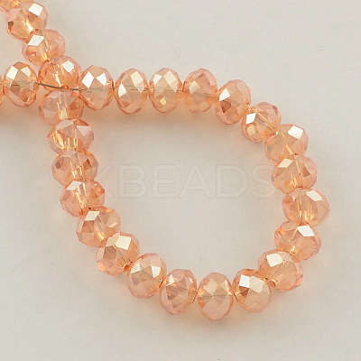Electroplate Faceted Rondelle Glass Bead Strands EGLA-S096-8mm-M-1