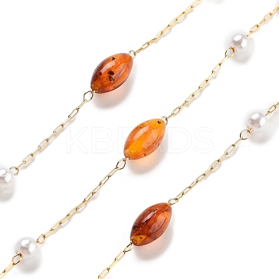 Handmade Amber & CCB Plastic Beaded Chains CHS-P019-12G-1