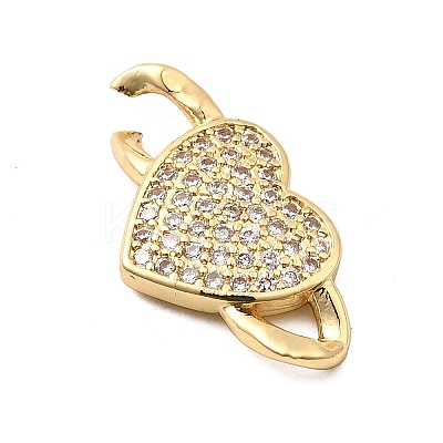 Brass Micro Pave Clear Cubic Zirconia Connector Charms KK-A266-09B-G-1