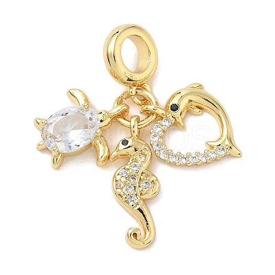 Brass Micro Pave Clear Cubic Zirconia European Dangle Charms LS-KK-K368-31G-1