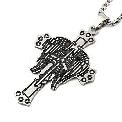201 Stainless Steel Pendant Necklaces NJEW-H030-03P-1