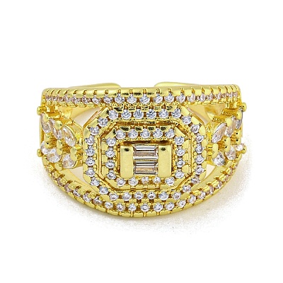 Brass Micro Pave Cubic Zirconia Cuff Rings for Women LS-RJEW-E294-04G-02-1