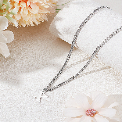 1Pc 304 Stainless Steel Letter Pendant Necklaces NJEW-LP0001-33X-P-1