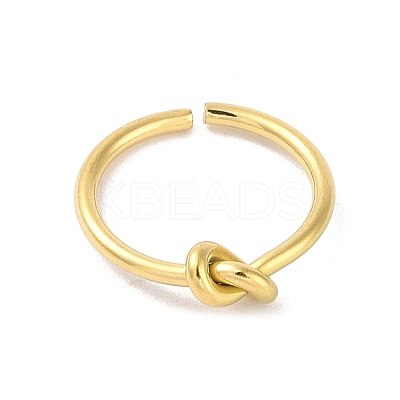 Simple Knotted 304 Stainless Steel Open Cuff Ring for Women Men RJEW-Z038-05G-1