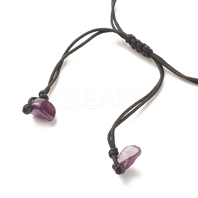 Natural Amethyst Chips Braided Bead Bracelet BJEW-JB08019-09-1