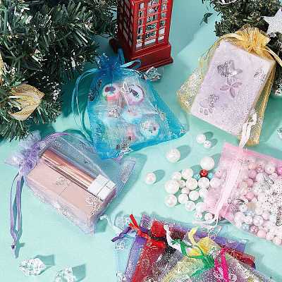 120 Pcs 12 Styles Lace Organza Drawstring Gift Bags OP-PH0001-25-1