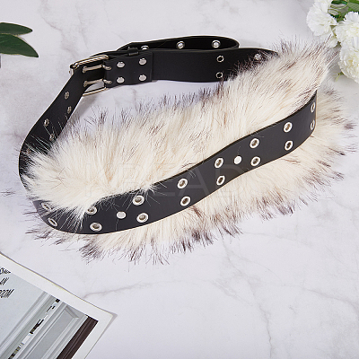 Imitation Leather Rabbit Hair Belt AJEW-WH20019-57B-1
