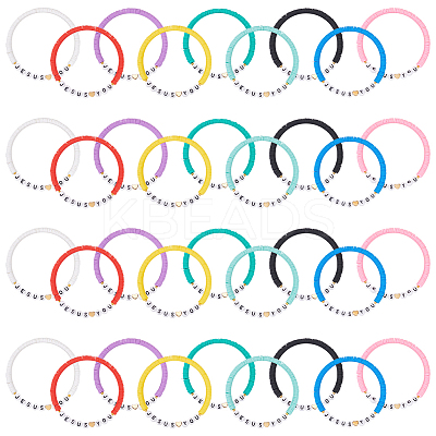 36Pcs 9 Styles Polymer Clay Beads Bracelets for Women Men BJEW-UN00010-1