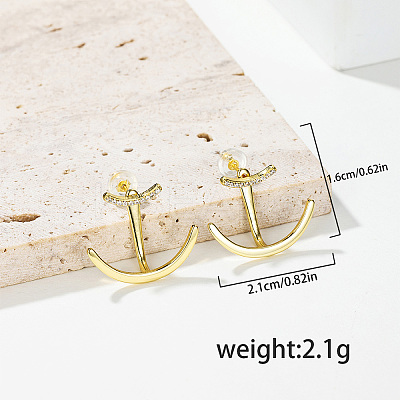 Punk Chic Brass Pave Clear Cubic Zirconia Stud Earrings LK0340-1