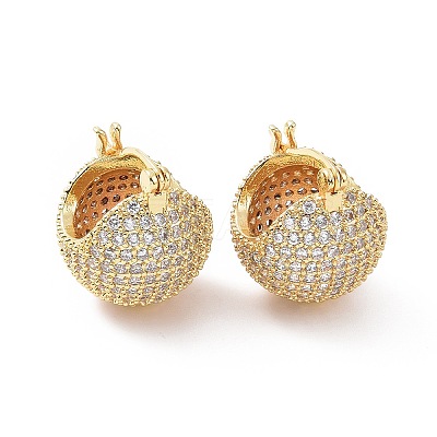 Clear Cubic Zirconia Round Ball Hoop Earrings EJEW-C008-17G-1