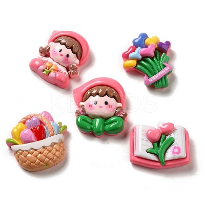 Flower Cute Girl Opaque Resin Decoden Cabochons CRES-P034-02-1